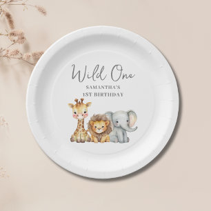 Wild One Safari Animal First Birthday Paper Plates