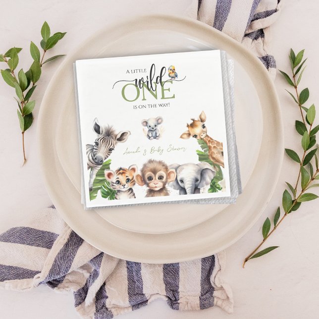 Wild One Safari Animal Jungle Baby Shower Napkins (Creator Uploaded)