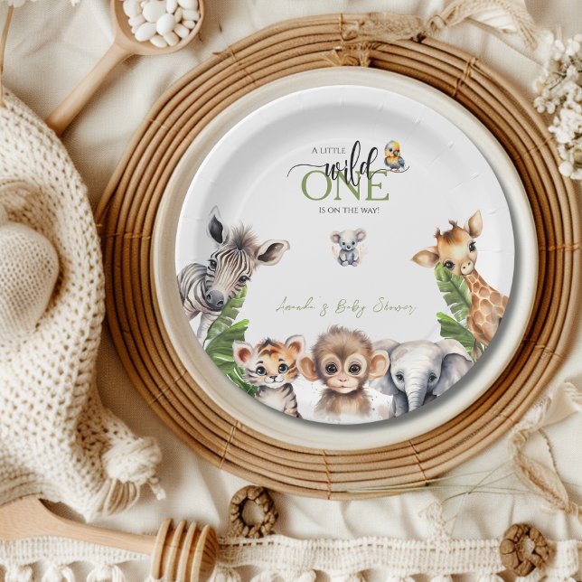 Wild One Safari Animal Jungle Baby Shower Paper Plates (Creator Uploaded)