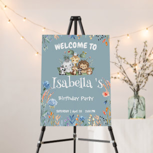 Wild one safari animal jungle Floral Birthday name Foam Board