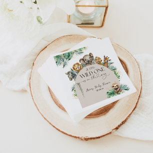 Wild One Safari Animal Jungle Modern Baby Shower Napkins