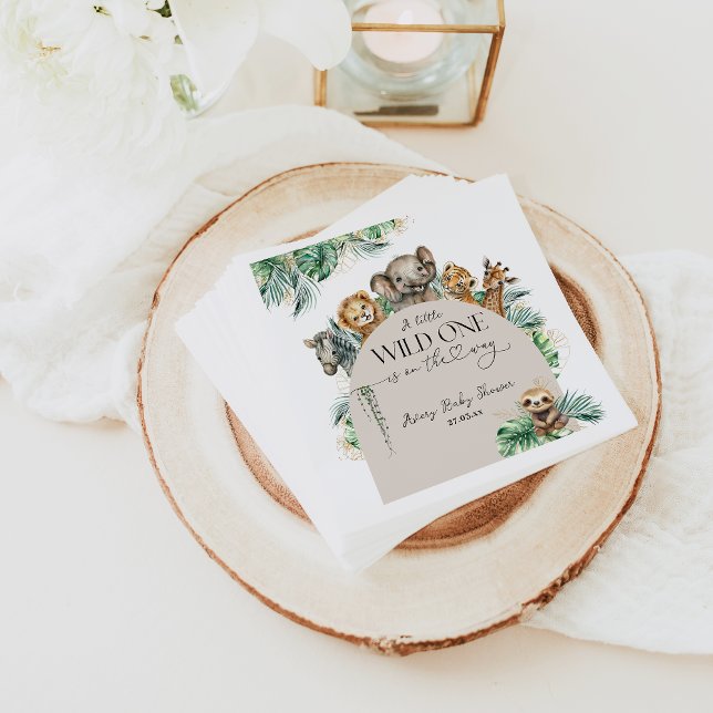 Wild One Safari Animal Jungle Modern Baby Shower Napkins (Creator Uploaded)