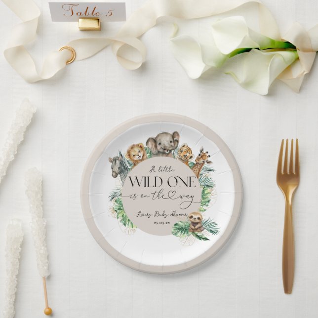 Wild One Safari Animal Jungle Modern Baby Shower Paper Plates (Wedding)