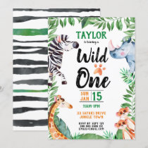 Wild One Safari Animal Kids 1st Birthday Invitation