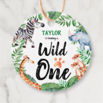 Wild One Safari Animal Kids 1st Birthday Party Favor Tags