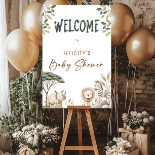Wild One Safari Animal Neutral Baby Shower Welcome Foam Board