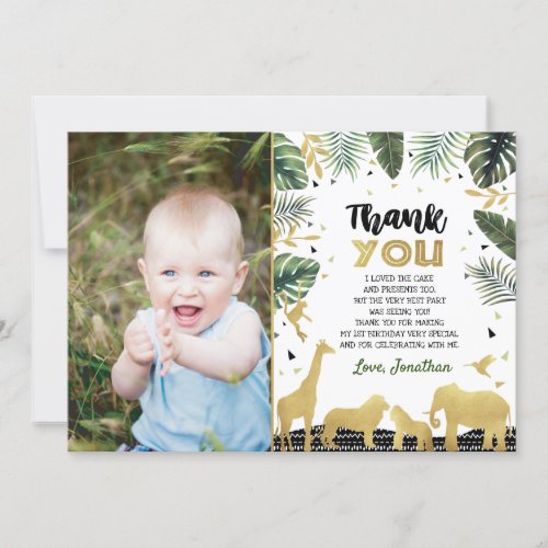 Wild One Safari Animal Thank You Note Card