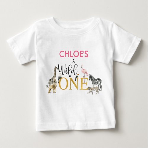 Wild One Safari Animals 1st Birthday Baby T_Shirt