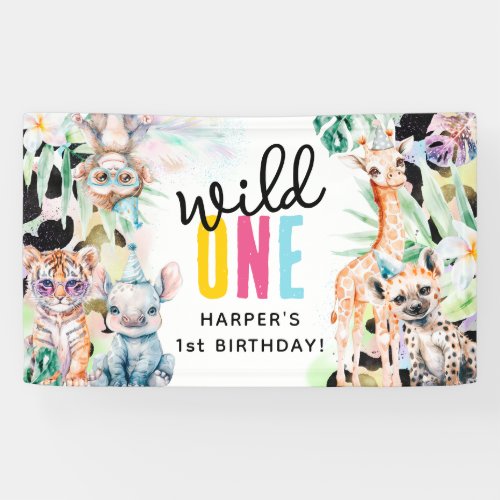 Wild One Safari Animals 1st Birthday Banner