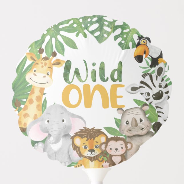 Wild One Safari Animals 1st BIrthday Boy Balloon (Front)
