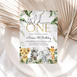 Wild One Safari Animals 1st Birthday Boys Invitati Invitation