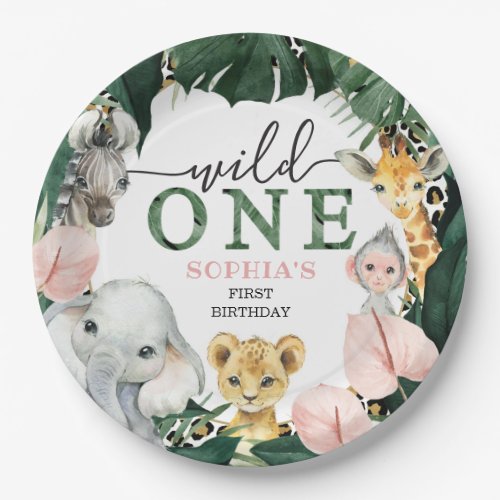 Wild One Safari Animals 1st Birthday Paper Plates