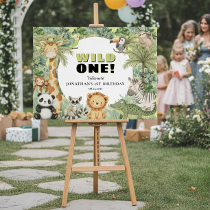 Wild One Safari Animals 1st Birthday Welcome Sign