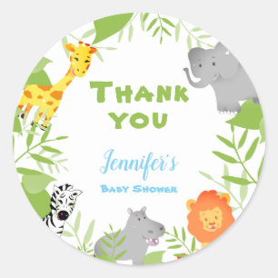 Wild One Safari Animals Baby Shower Boy Sticker