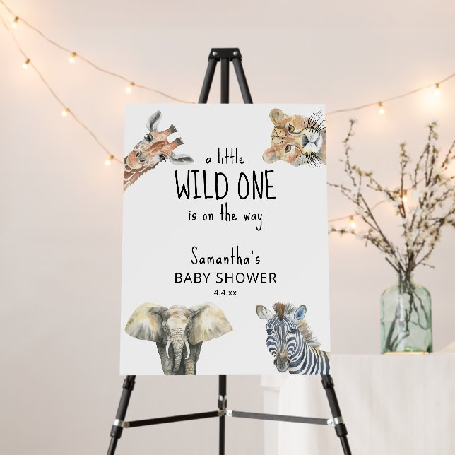 Wild One Safari Animals Baby Shower Foam Board (In Situ (Stand))