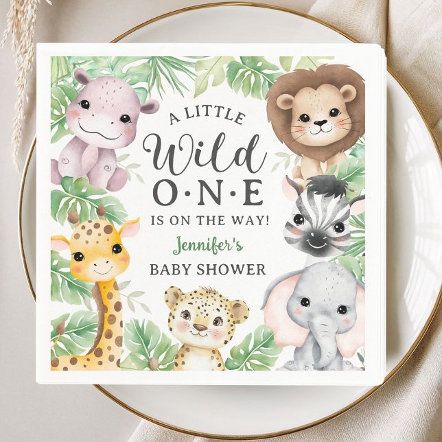 Wild One Safari Animals Baby Shower Gender Neutral Napkins (Creator Uploaded)