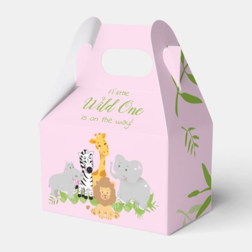 Wild One Safari Animals Baby Shower Girl Favor Box