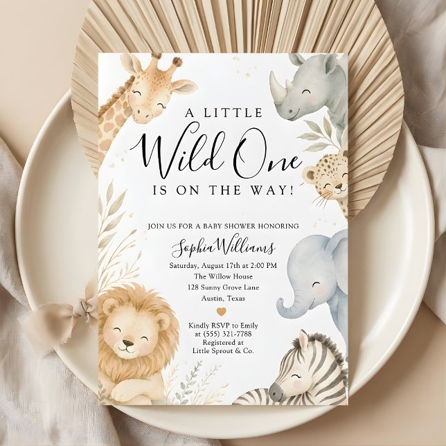 Wild One Safari Animals Baby Shower Invitation (Wild One Safari Animals Baby Shower Invitation)
