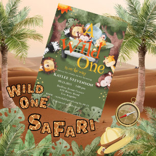 Wild One Safari Animals Baby Shower Invitation