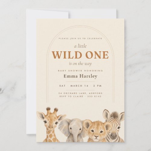 Wild One Safari Animals Baby Shower Invitation