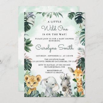 Wild One Safari Animals Baby Shower Invitation | Zazzle