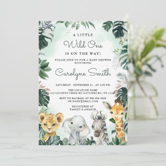 Wild One Safari Animals Baby Shower Invitation | Zazzle