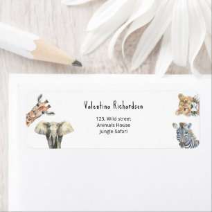Wild One Safari Animals Baby Shower Label