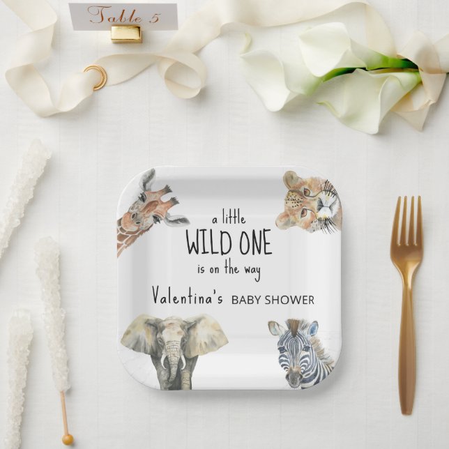 Wild One Safari Animals Baby Shower Paper Plates (Wedding)