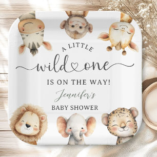 Wild One Safari Animals Baby Shower Paper Plates