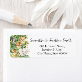 Wild One Safari Animals Baby Shower Return Address Label