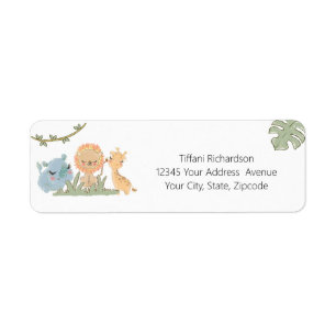 Wild One Safari Animals Baby Shower Return Address Label