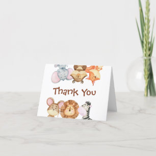 Wild One Safari Animals Baby Shower Thank You Card