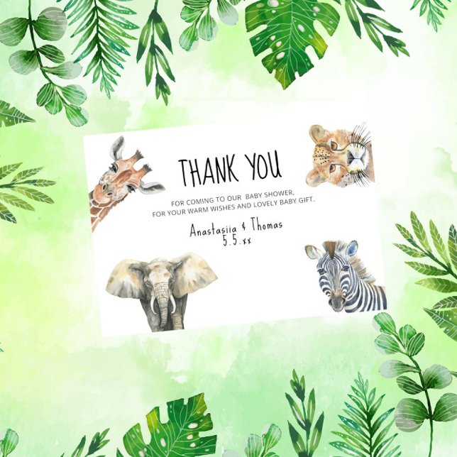 Wild One Safari Animals Baby Shower THANK YOU Card (Creator Uploaded)