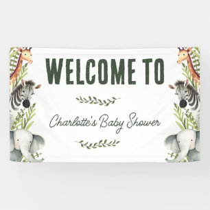 Wild One Safari Animals Baby Shower Welcome Banner