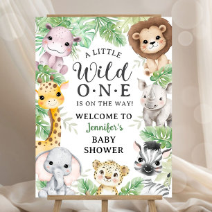Wild One Safari Animals Baby Shower Welcome Foam Board