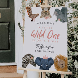 Wild One Safari Animals Baby Shower Welcome Sign