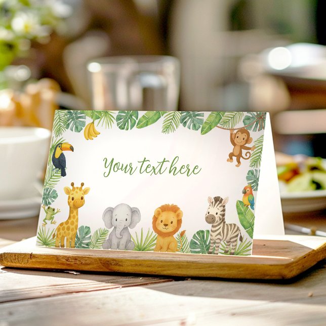 Wild One Safari Animals Birthday Food Tent Place Card (Creator Uploaded)