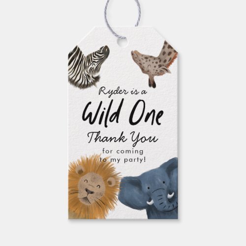 Wild One Safari Animals Birthday Party Gift Tags