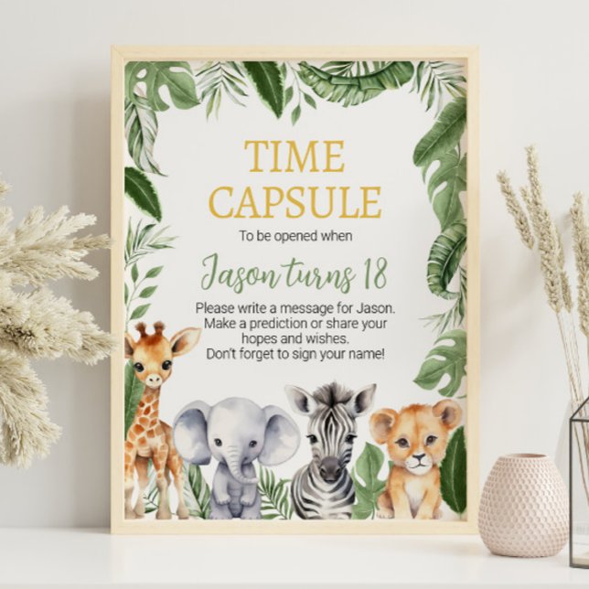 Wild One Safari Animals Birthday Time Capsule Sign (Creator Uploaded)