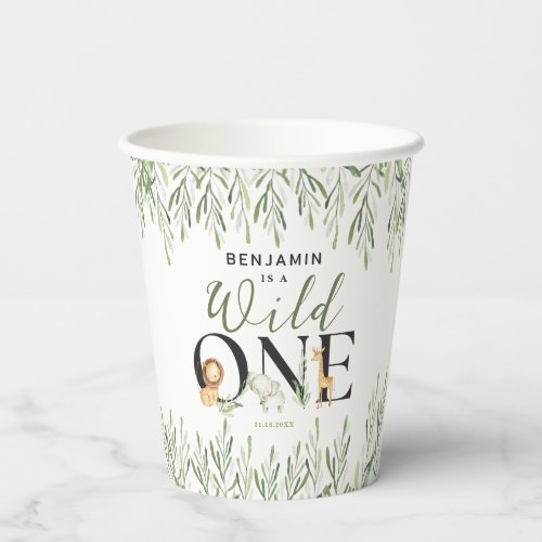 Wild One Safari Animals Boy 1st Birthday Party Paper Cups