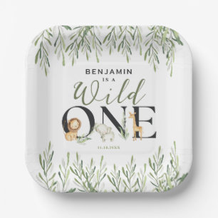 Wild One Safari Animals Boy 1st Birthday Party Paper Plates