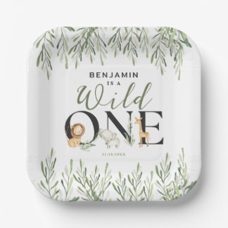 Wild One Safari Animals Boy 1st Birthday Party Paper Plates