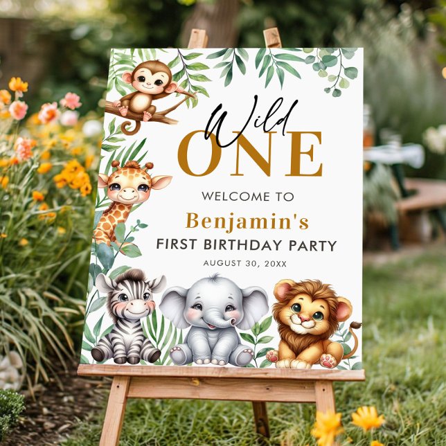 Wild One Safari Animals Boy 1st Birthday Welcome Foam Board (Creator Uploaded)