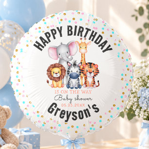 Wild One Safari Animals Boy Baby Shower Balloon
