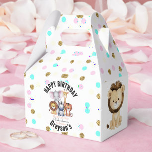 Wild One Safari Animals Boy Baby Shower Favor Boxes