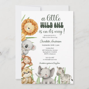 Wild One Safari Animals Boy Baby Shower Invitation