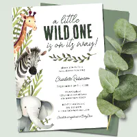 Wild one store baby shower invitations