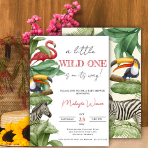 Wild One Safari Animals Boy Baby Shower Invitation