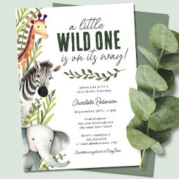 Wild One Safari Animals Boy Baby Shower Invitation