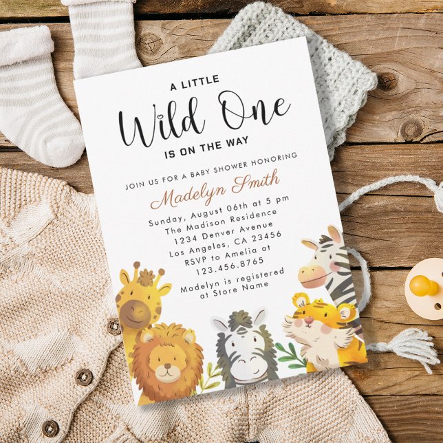 Wild One Safari Animals Boy Baby Shower Invitation (Wild One Safari Animals Boy Baby Shower Invitation)